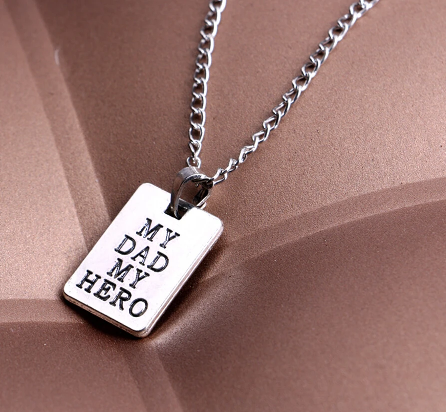 Модные мужские ювелирные изделия Spcial My Dad Hero ожерелье с прямоугольной подвеской