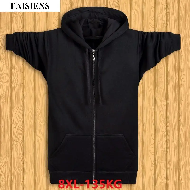 FAISIENS 8XL дешевая Большая распродажа мужской свитер с капюшоном черный плюс