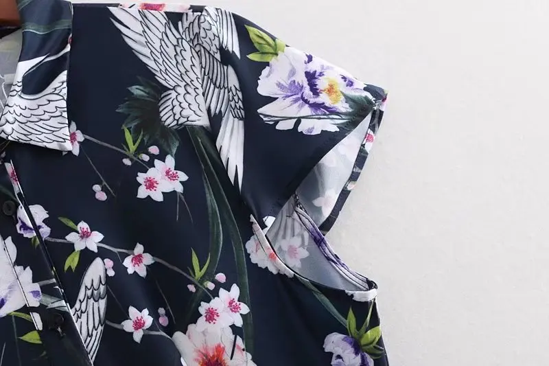 2018 женское винтажное длинное платье с коротким рукавом и цветочным принтом