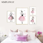 Настенная картина для детской комнаты, постер на холсте с милым розовым мультяшным принтом в скандинавском стиле, украшение для спальни и девочки