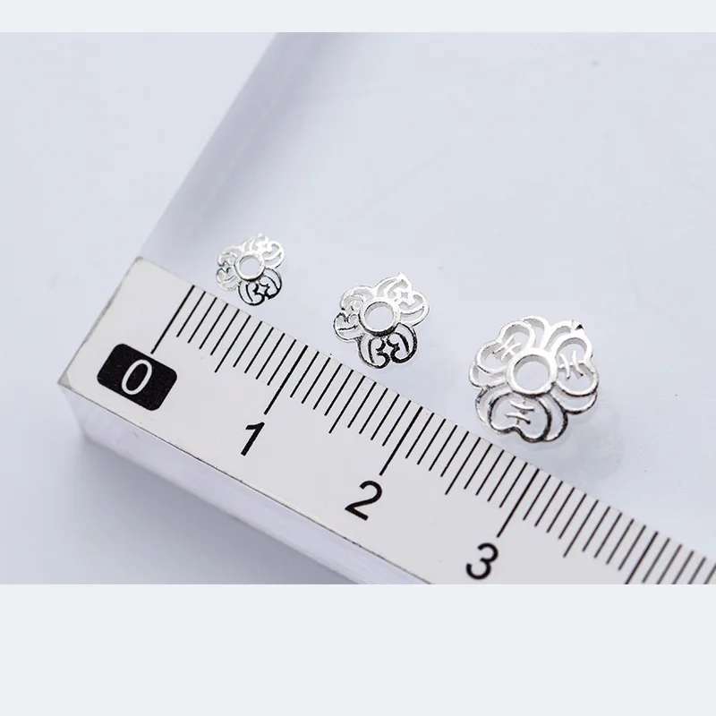 silver 5 шт./лот, бусины из стерлингового серебра 925 колпачки, 5 мм, 6 мм, 8 мм, 9 мм, полые цветочные кисточки, колпачки, сделай сам, ювелирное изделие, очаровательный подарок - Цвет: silver
