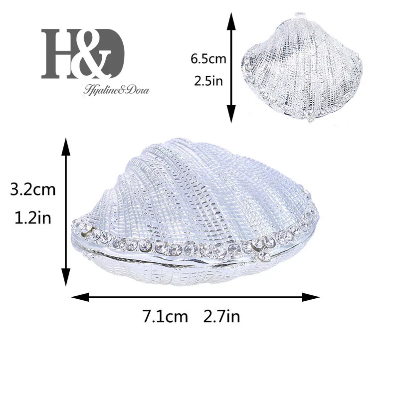 H&D Silver Mussel Hinged Trinket Box Wedding Ring Holder Metal Seashell Figurine for Display|Статуэтки и миниатюры| |