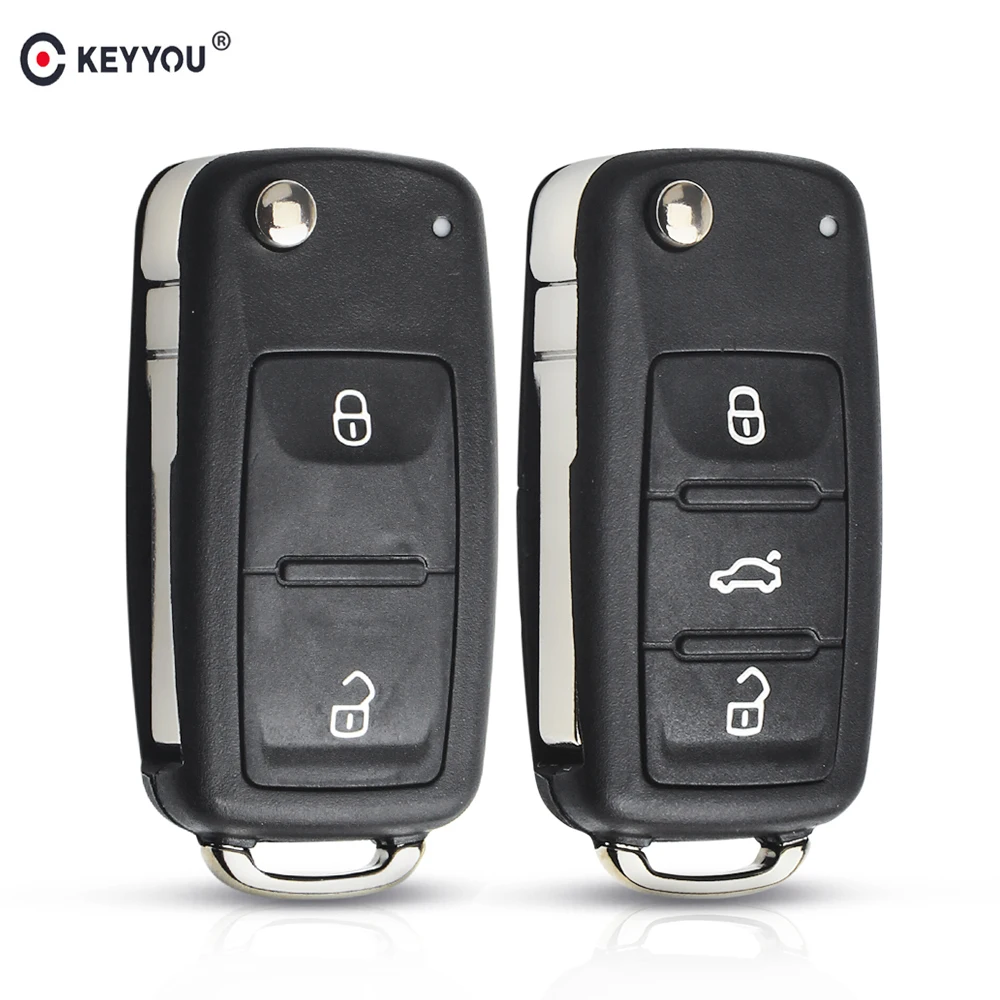 KEYYOU 2 складной чехол для ключей с 3 кнопками пустой VW Polo Golf MK6 Jetta Tiguan Touareg 2002 2011 202AD