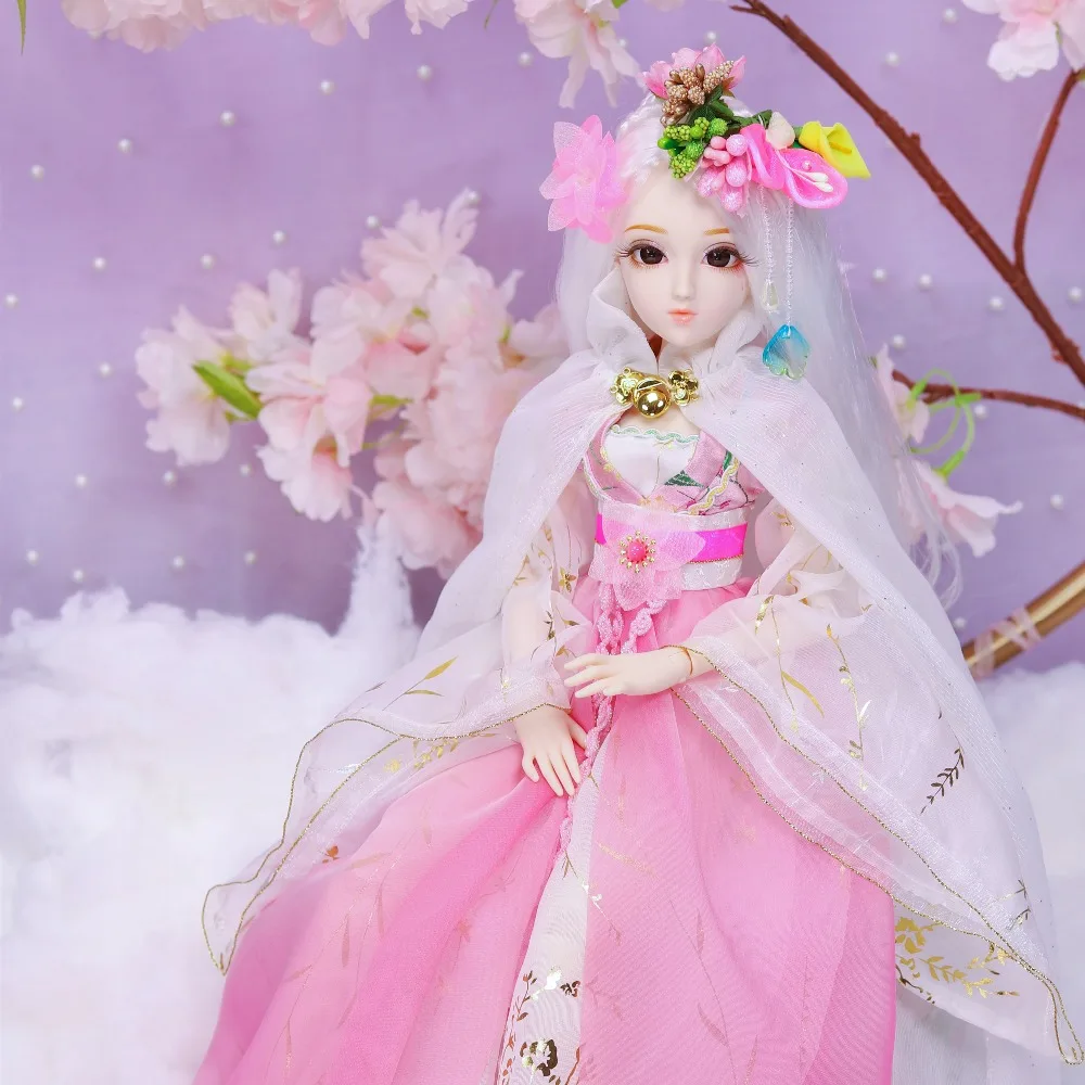 DQ bjd 45 см дневник королева 1/4 белые волосы кукла розовая одежда обувь головной