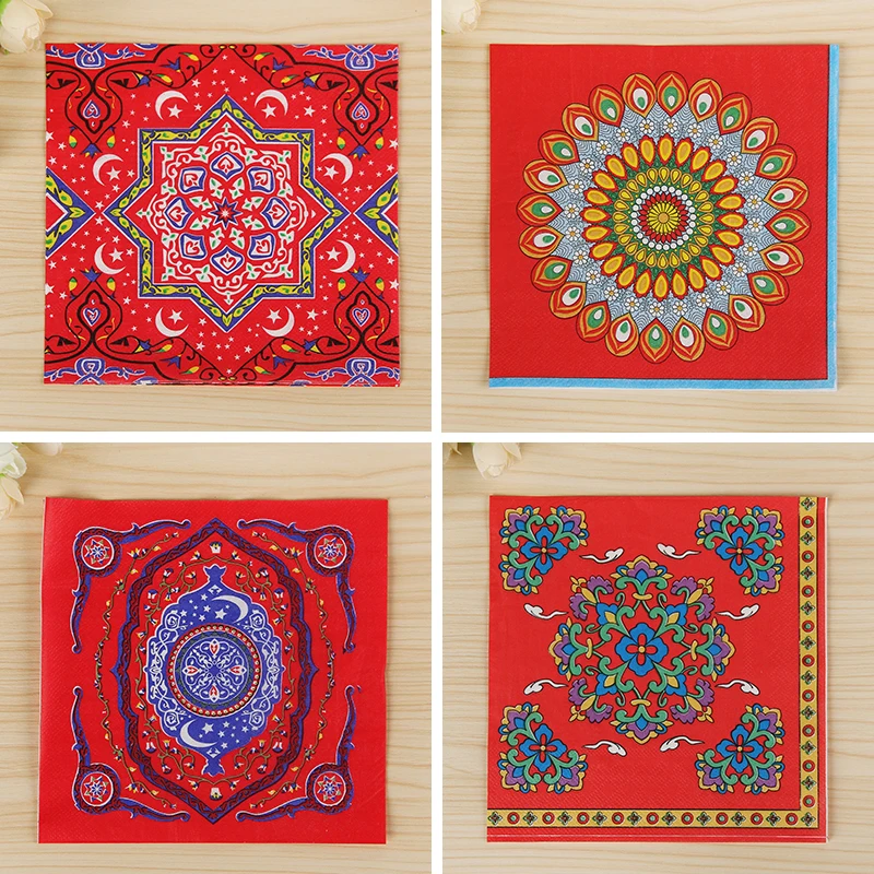 Новый дизайн бумажные салфетки для стола с красным рисунком платок декупажа