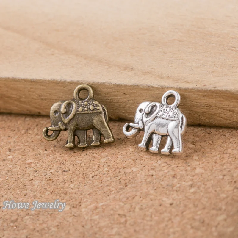 Винтажные Подвески в виде слона, подходят для кулонов в европейском стиле, Ювелирная фурнитура «сделай сам», D054, 120 шт.