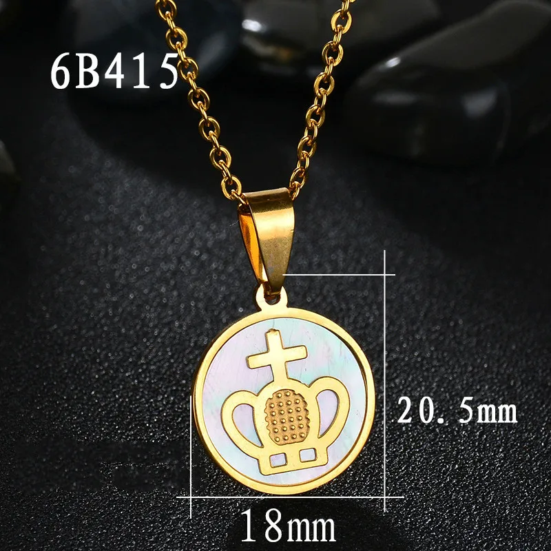 Eleple Ladies Shell Necklaces Exquisite Stainless Steel Crown Small Pendant Collarbone Necklace Jewelry dropshipping S-N237 | Украшения и