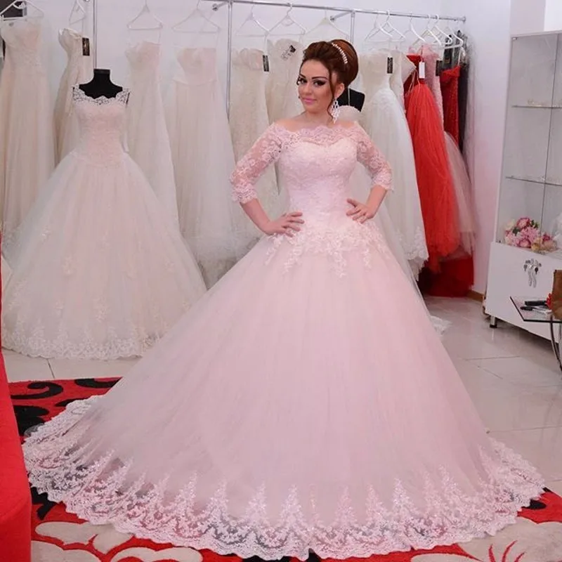 Vestido de noiva/2019 винтажное бальное свадебное платье кружевное с длинными рукавами robe