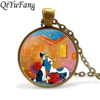 qiyufang rosina wachtmeister cats pendant necklace gift men necklaces women high quality jewelry crystal chain