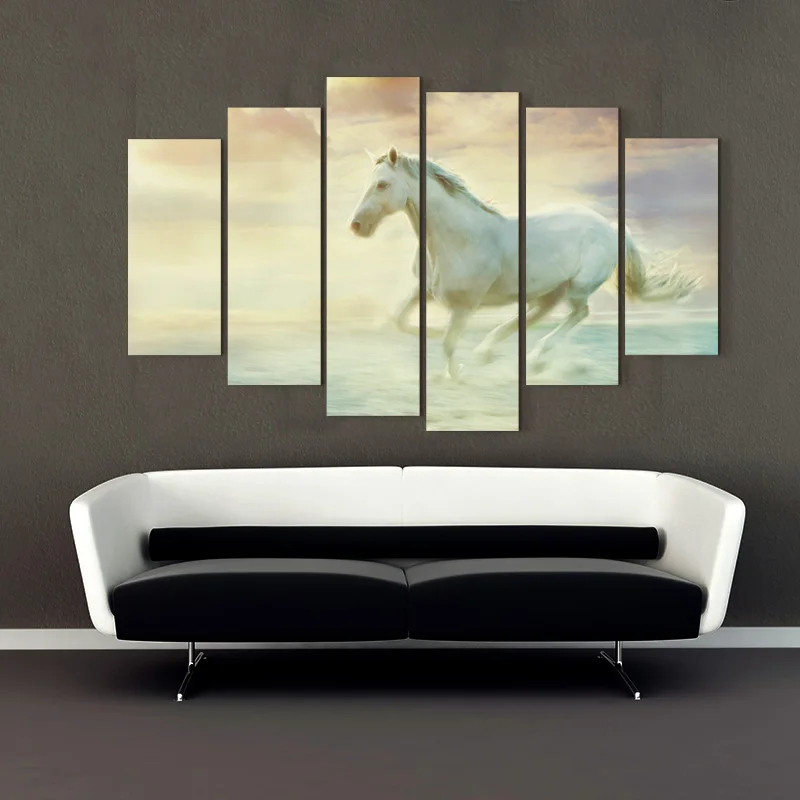 6 Горизонтальных абстрактных лошадей Современный домашний декор настенное