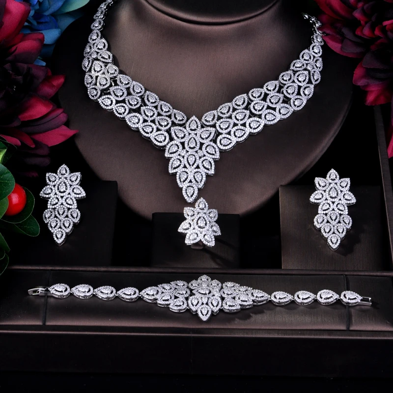 HIBRIDE Новый Дизайн Большое ожерелье с подвеской Полный комплект ювелирных изделий