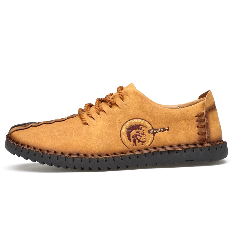 Hot Sale 2019 Men Casual Leather Shoes Adult Handmade Soft Breathable Lace-up Flats Male Sneakers Zapatos Hombre Big Size 38-47 | Обувь