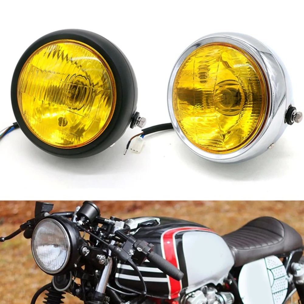 Мотоцикл ретро-Фара янтарный свет для Yamaha Suzuki Honda CG125 Кафе Racer Bobber Motocicleta лампа