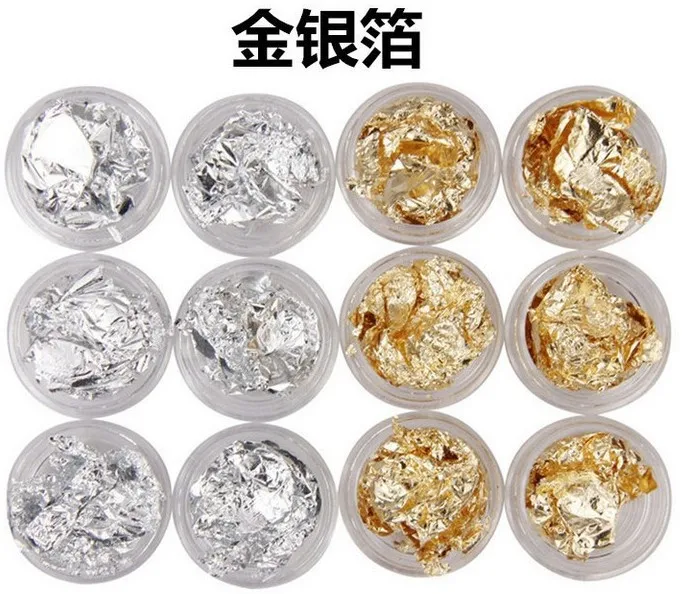 1 Набор блесток для ногтей украшения специальный золотой серебряный Оловянная