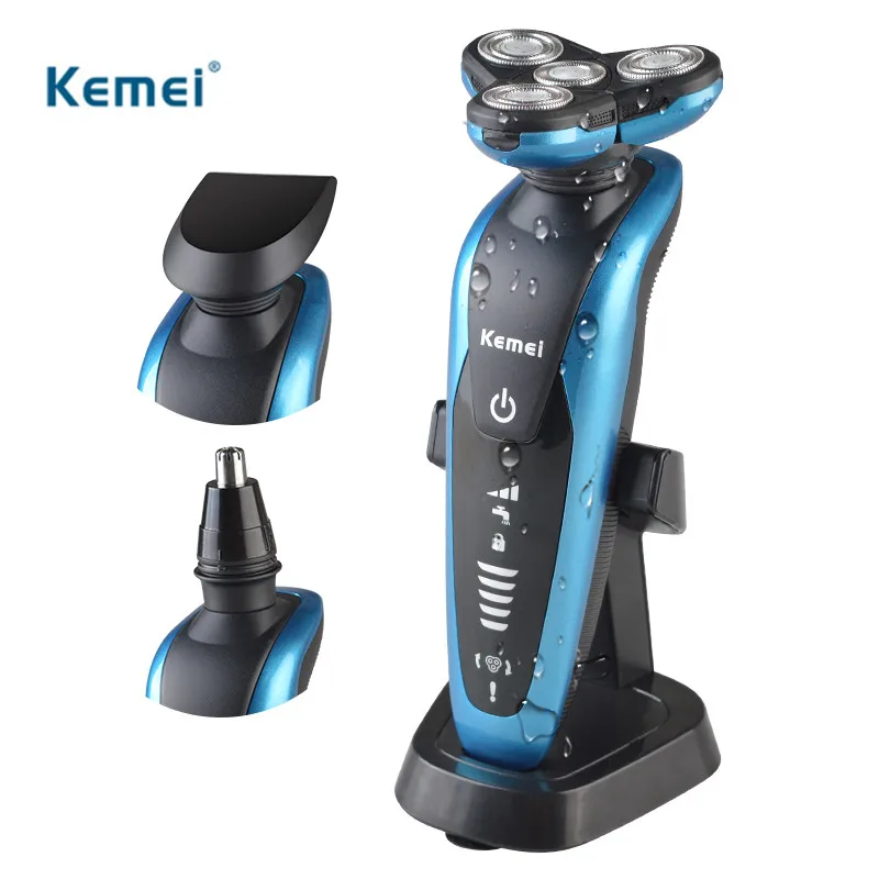Kemei 3 in1 Профессиональный моющиеся Перезаряжаемые электробритва с тройным