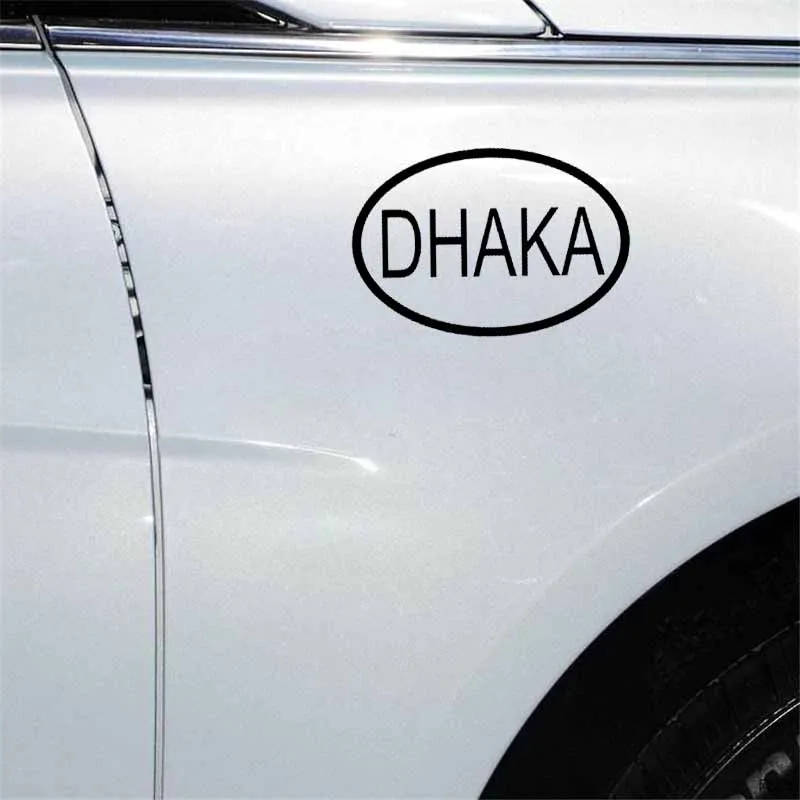 YJZT 14 см * 9 5 DHAKA город страна код овальные автомобильные наклейки виниловые черный