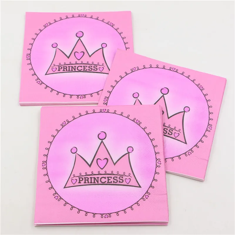 20 штук принц/Princess Crown День рождения поставки Бумага салфетки/тканей Baby Shower