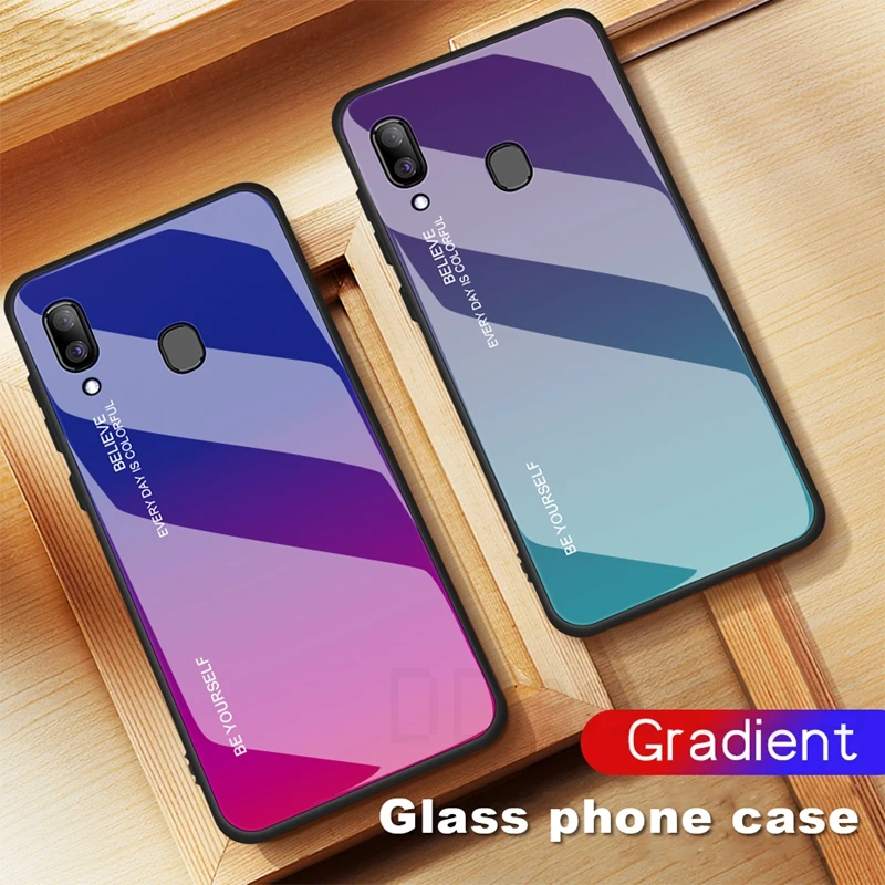 Роскошный градиентный чехол из закаленного стекла для Samsung Galaxy A20 SM-A205F/DS A 20 S E A205