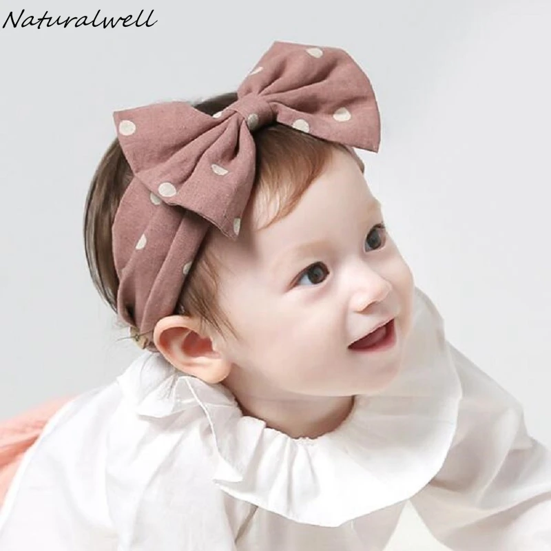 

Naturalwell Baby Girl Bow Headband Toddler Topknot Turban Infant Hair Bows Knotted Headbands Kids Hair Accessories HB135S