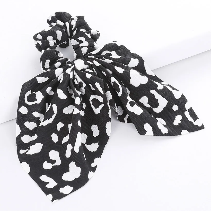 LEVAO резинка для волос с цветочным принтом, женский шарф в горошек, эластичная повязка для волос в богемном стиле, бант для волос, резиновые веревки, аксессуары для волос для девочек - Цвет: 0588-B