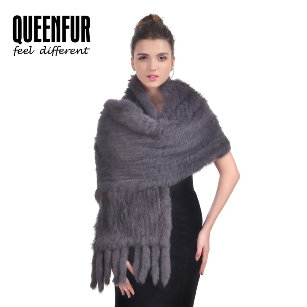 Реальные Кролик Мех животных шарф с бахромой Новинка 2017 года бренд вязаный Natural