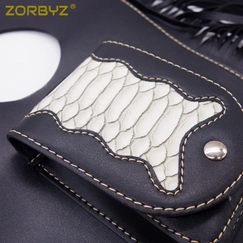 ZORBYZ новая мотоциклетная черная крышка из искусственной кожи с бахромой, крышка панели, сумка для Suzuki Honda Kawasaki Triumph