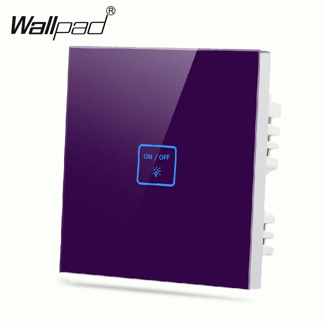 Top Quality 1 gang 2 way Purple touch wall light switch LED indicator Glass Free DIY power Shipping Обустройство дома