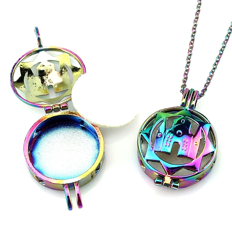 C351 Радужный цвет замок цветок круглый заполняемый подставка бусины Клетка