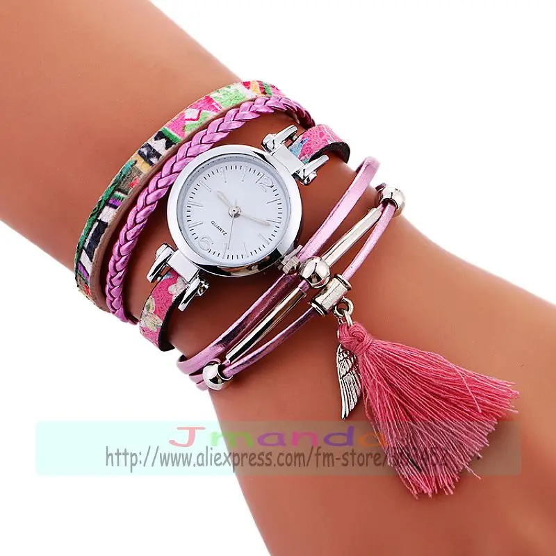100 шт./лот 918678 модные наручные часы с кожаным ремешком подвеской кисточкой