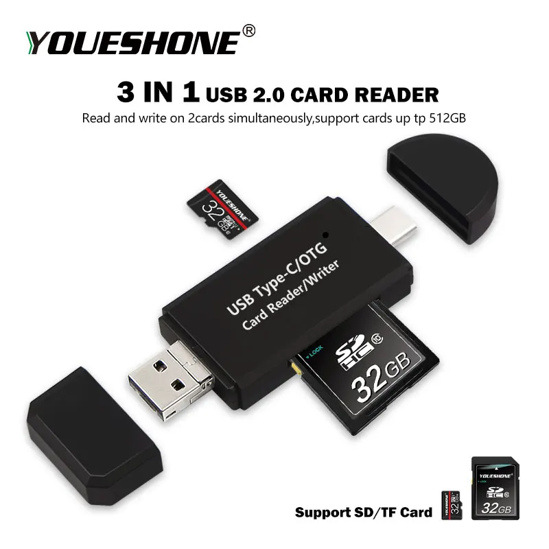 Модный кард-ридер USB 2,0 SD/Micro SD TF OTG Смарт-карта памяти адаптер для ноутбука USB 2,0 Тип C кардридер SD кардридер