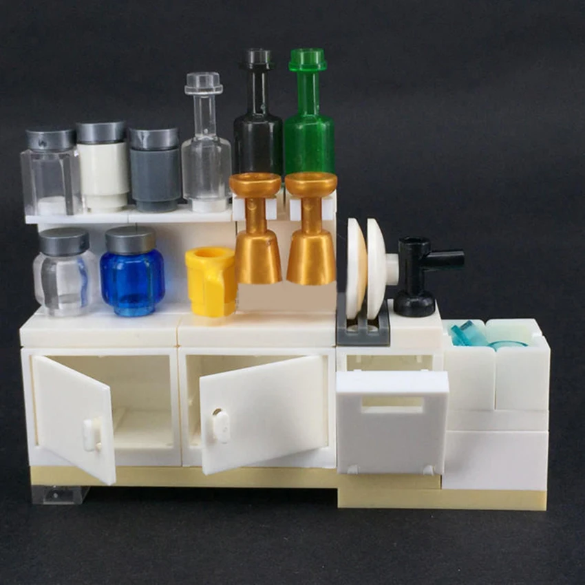 Одиночная модель игрушечного шкафа посуда блок кухонные аксессуары кубики MOC