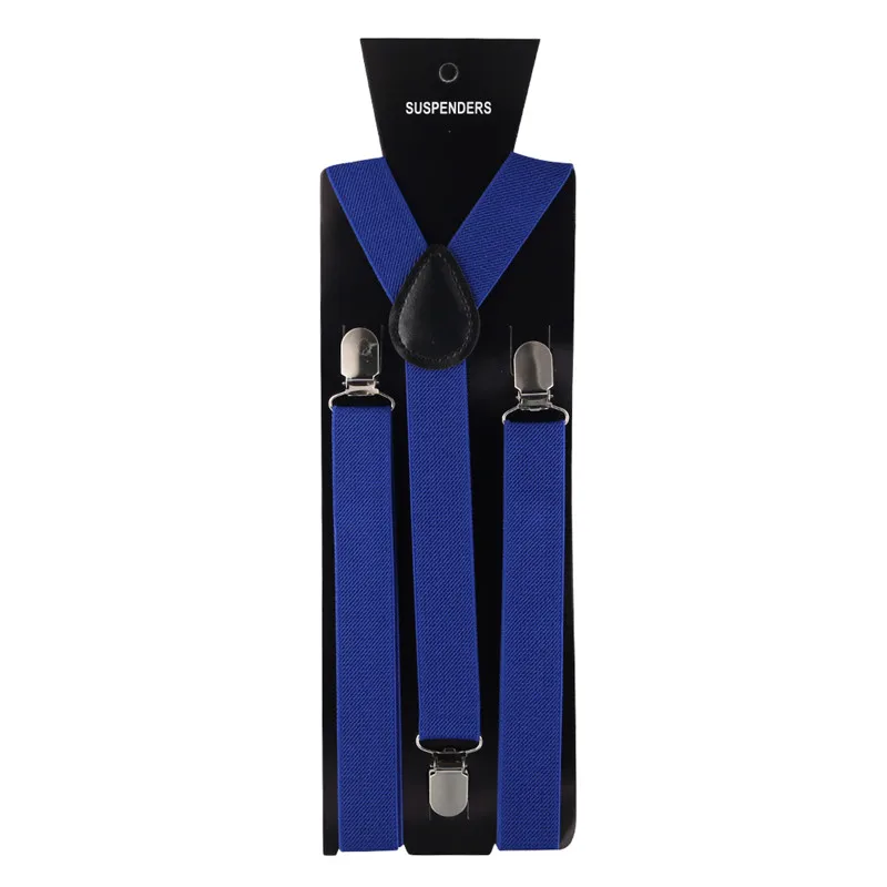 Royal Blue 40 цветов эластичные кожаные подтяжки для мужчин 3 зажимы подтяжек винтажные мужские s Женские Подтяжки Брюки Свадебные подтяжки для юбки - Цвет: Royal Blue