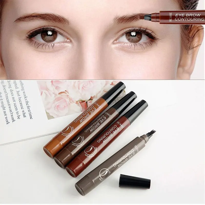 Микроблейдинг тени для бровей 4 кончика жидкая ручка тату 5 цветов макияж краска