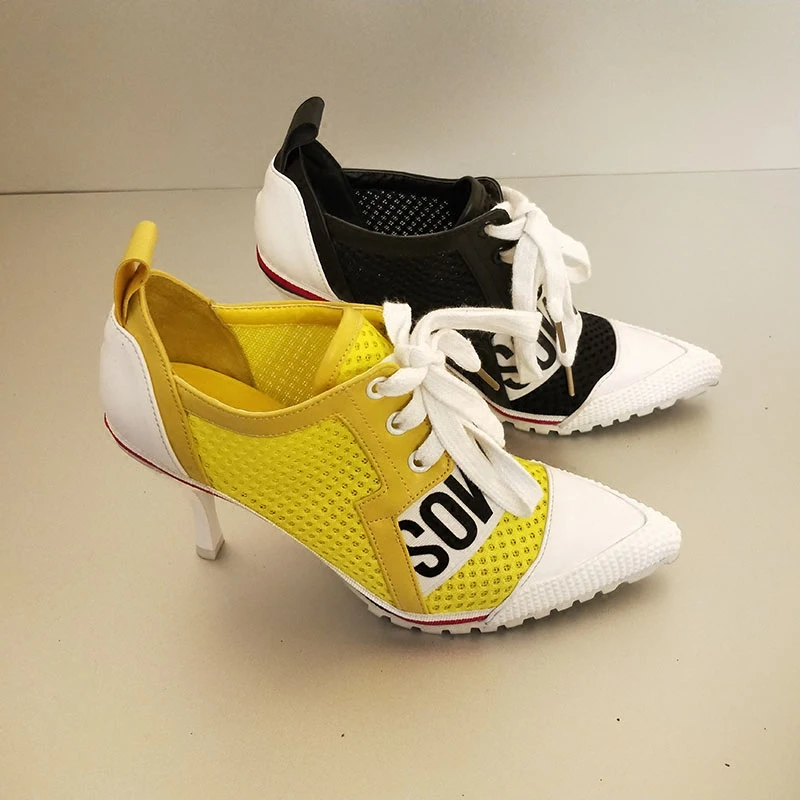 2019 Новое поступление Карамельный цвет Туфли-лодочки женские сетчатый верх из