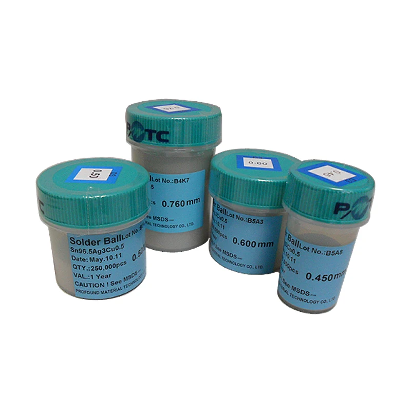 

PMTC BGA Solder Ball 250K 0.2mm 0.25mm 0.3mm 0.35mm 0.4mm 0.45mm 0.5mm 0.55mm 0.6mm 0.65mm 0.76mm Lead-free Tin Solder Balls for