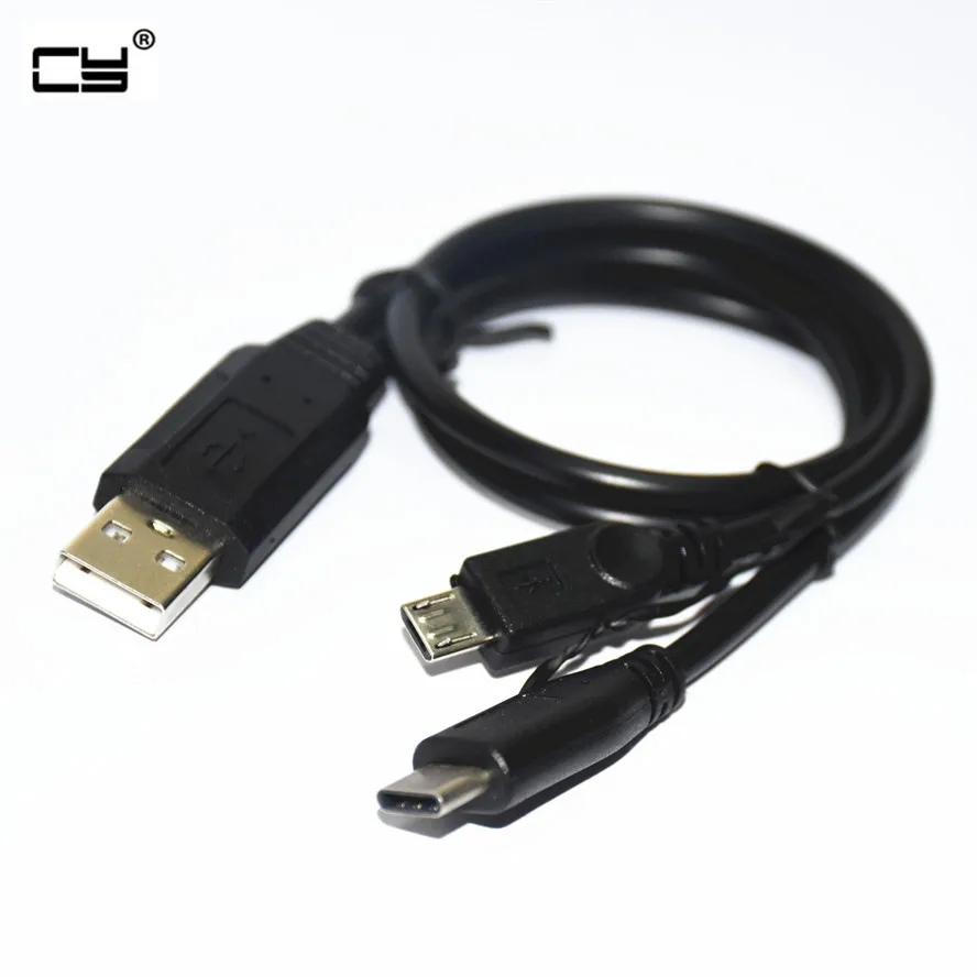 

USB male to USB 3.1 USB-C Type C & Micro USB Male Splitter Charge Extension Cable 30cm