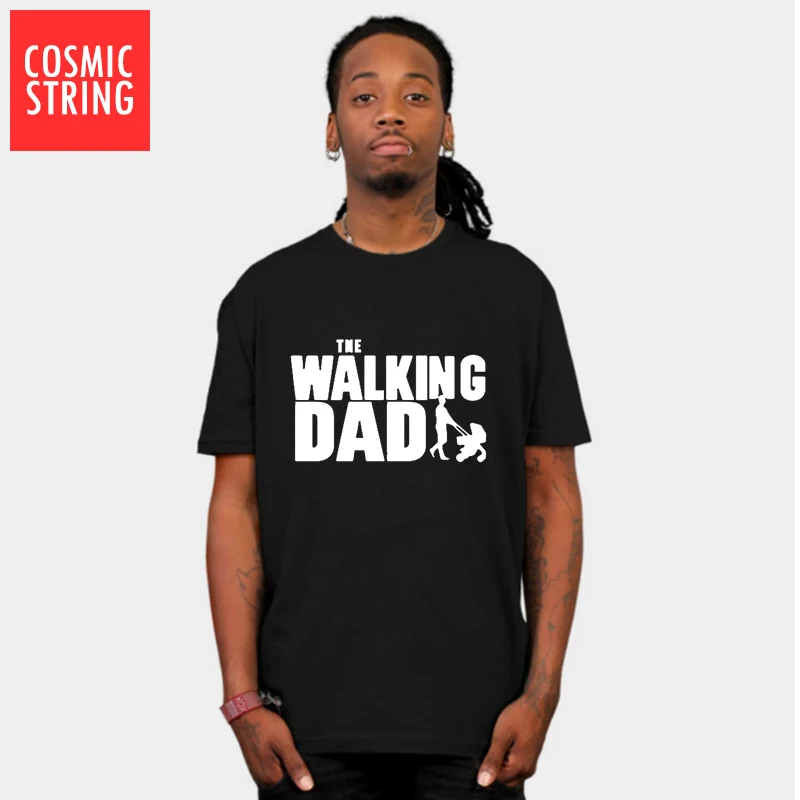 Мужская хлопковая футболка с коротким рукавом и надписью COSMIC STRING The Walking Dad Day