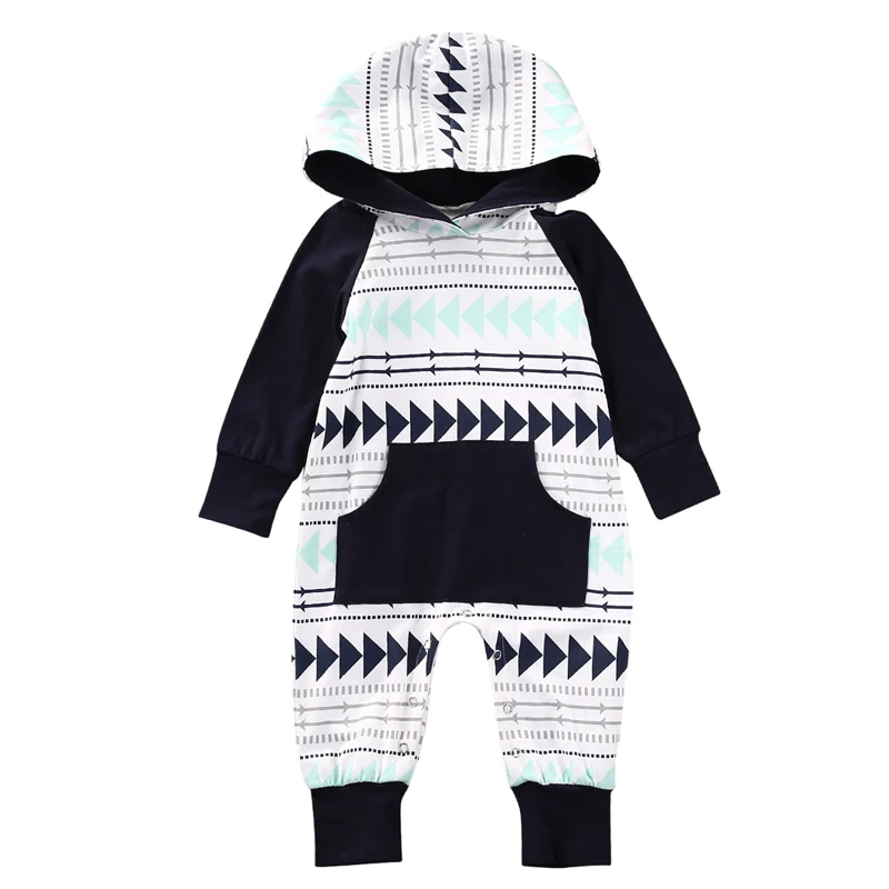 

Newborn Baby Autumn Winter Clothes Long Sleeve Pocket Hooded Romper Jumpsuit Outfits Kids Boy Girl Warm Clothing