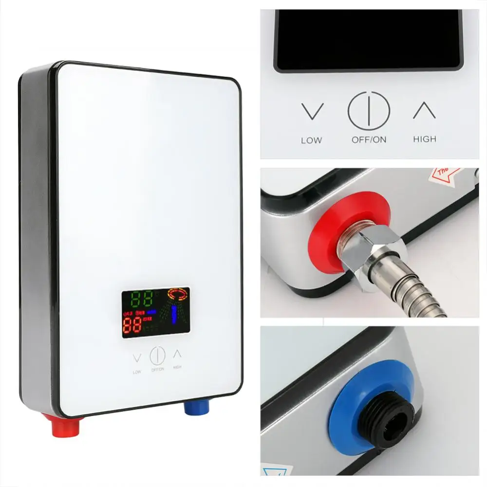 6500W Tankless Thermostat Instant Electric Hot Water Heater For Bathroom Shower