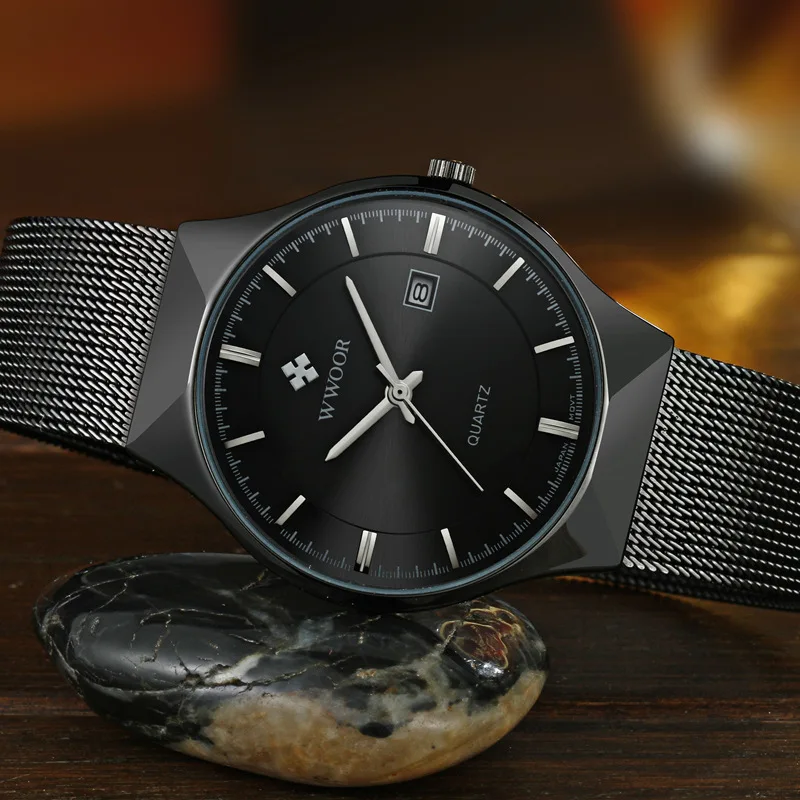 Топ моды классический бренд WWOOR часы Мужские кварцевые спортивные корпус ультра
