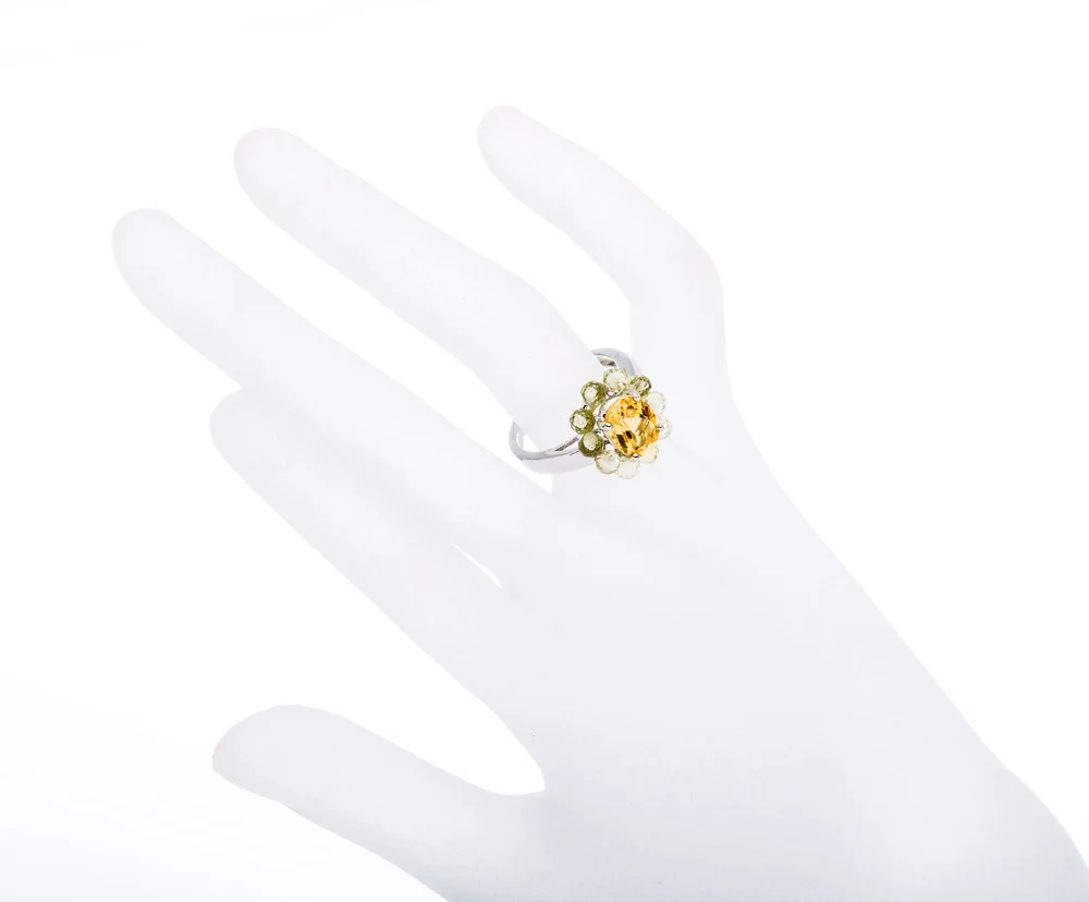 Мода цветок Форма реального 3.2Ct натуральный цитрин и лимонный кварц камень