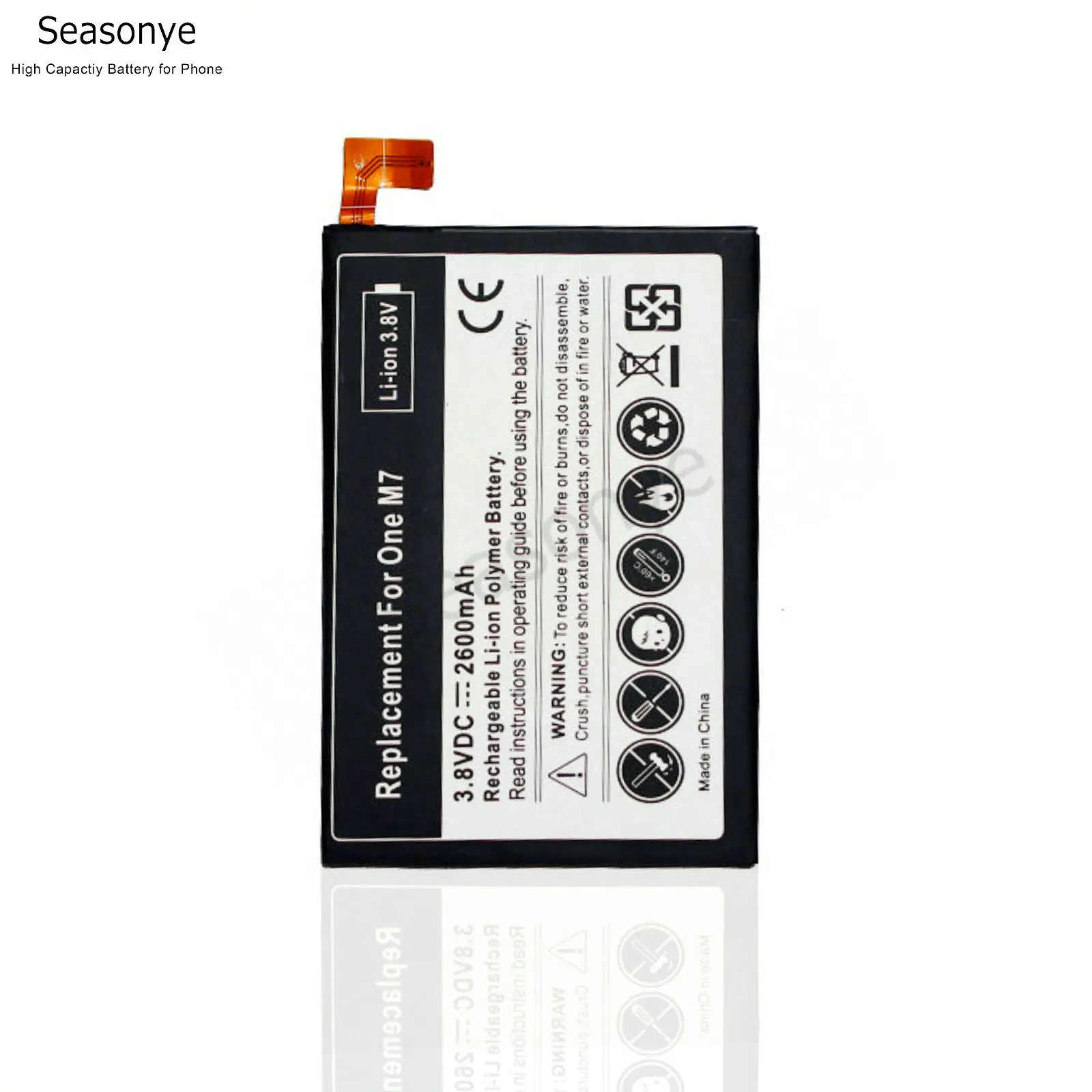 Seasonye 2600mAh BN07100 сменный литий полимерный аккумулятор для HTC One M7 801E 801S 801N 802D 802W 802T HTL22