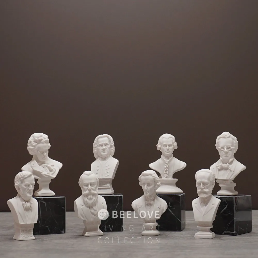 8 шт./компл. Бах Mozart, Бетховен Шопена статуи искусство Смола ремесло бюст мини музыканта фигурка украшение дома R405