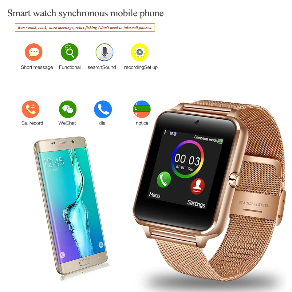 2019LIGE новые роскошные модные часы Smart Watch Для мужчин информация напоминание светодиодный большой дисплей экран SIM карта TF спортивные Для мужчин Смарт-часы