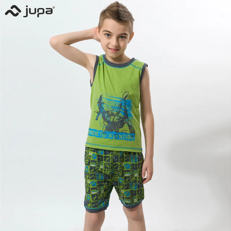 Jupa/2018 летняя одежда для мальчиков комплект ни один рукав активный зеленый летний