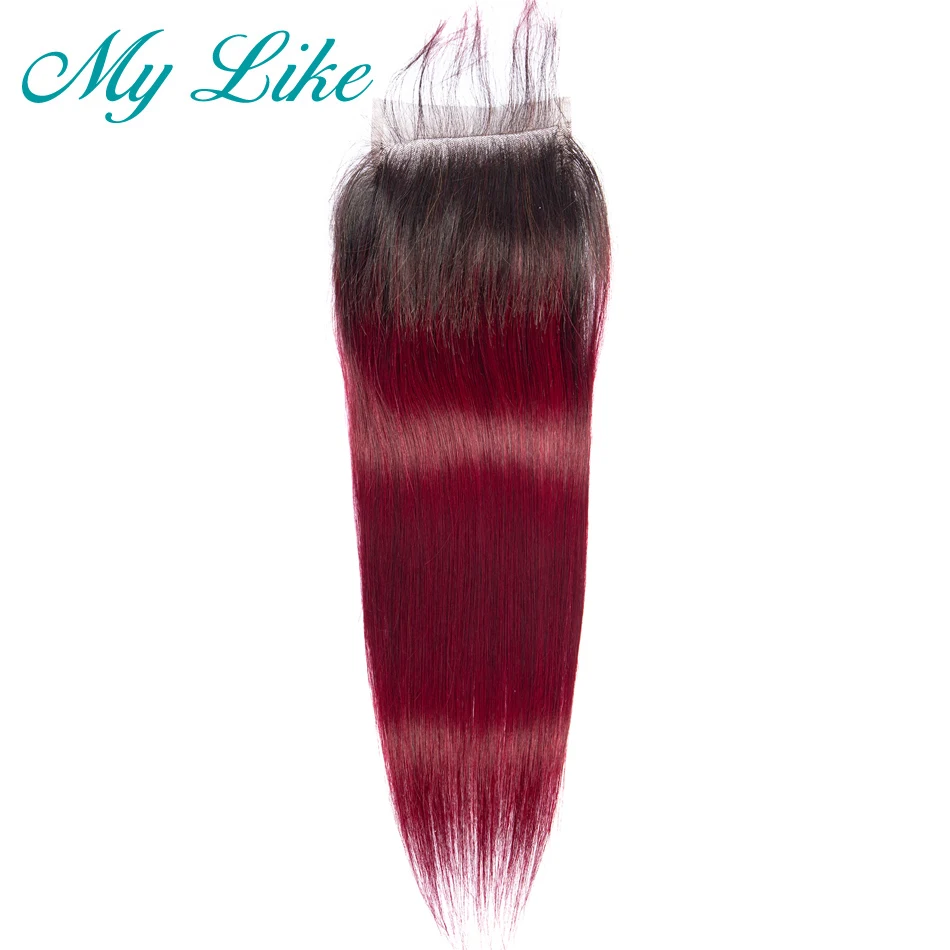 My Like Ombre 2 тона 1b/99j Бургундия Кружева Закрытие бразильские прямые не Реми