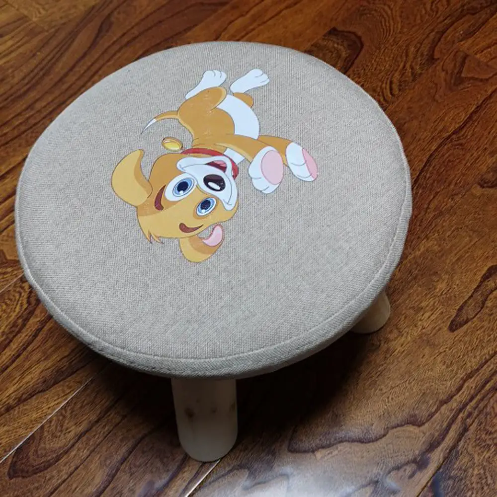 Small Soft Stool Shoe Bench Home Sofa Animal Linen Solid Wood Table Footstool For Adults And Children | Мебель