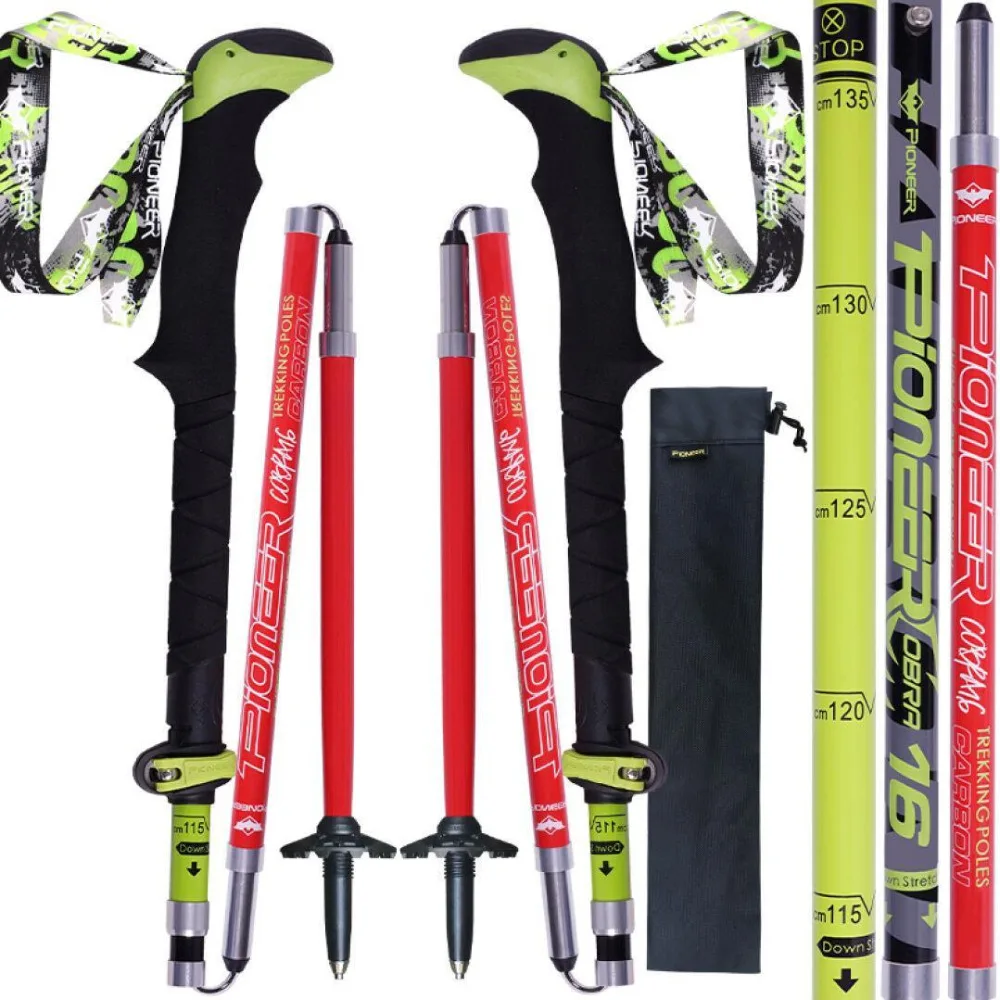 Ультралегкая Складная палка PIOMEER из углеродного волокна для кемпинга треккинга