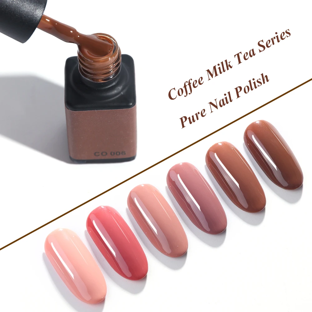 1pc 6ml Coffee Series UV Nail Gel Polish Pure Color Semi Permanent Primer Soak Off Varnish Nail Art Lacquer Decoration TRCO01-06