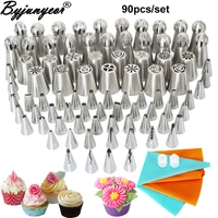 90pcs stainless steel nozzles tulip icing piping nozzles globular pastry nozzl set for cake decorating sugar craft tool cs096